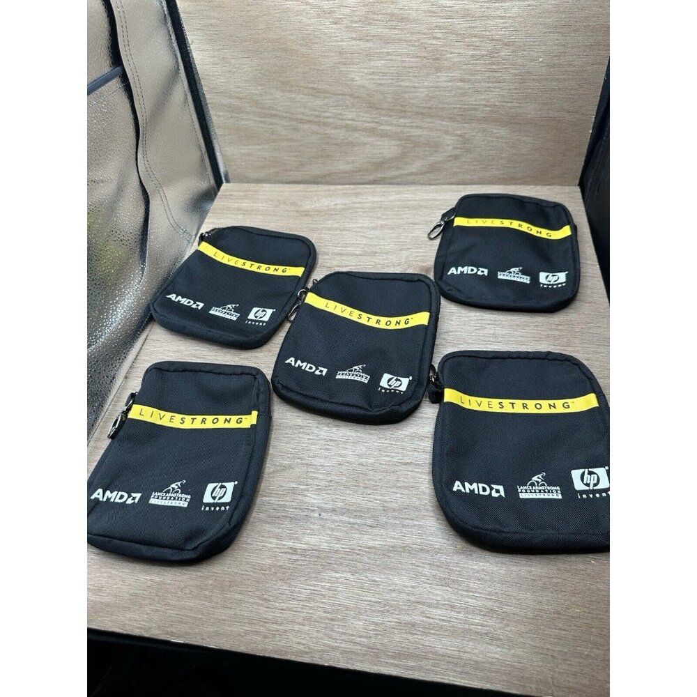 Livestrong Foundation HP Invent Black Pouch Zippered Bags  8 X 6 Lot Of 5